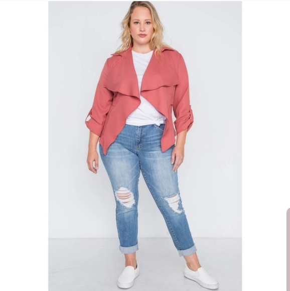 🌹NEW - Mauve Open Front Drape Blazer - Picture 2 of 5